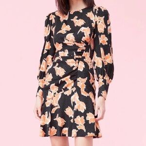 REBECCA TAYLOR IKAT
BLOSSOM SILK JACQUARD DRESS IN AUBERGINE COMBO SIZE 4